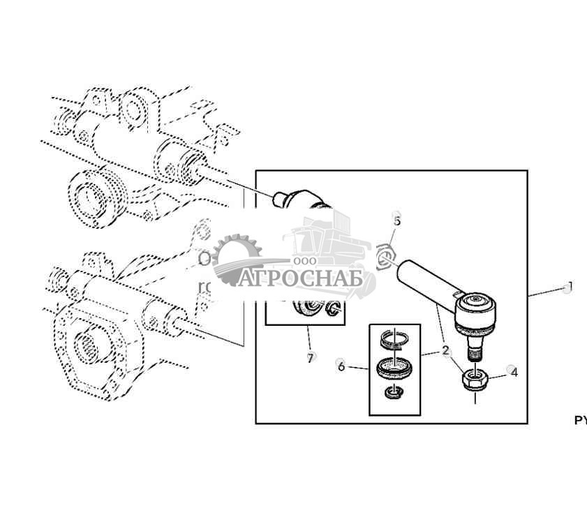 Поперечная рулевая тяга, мост MFWD (745, с или без TLS) 